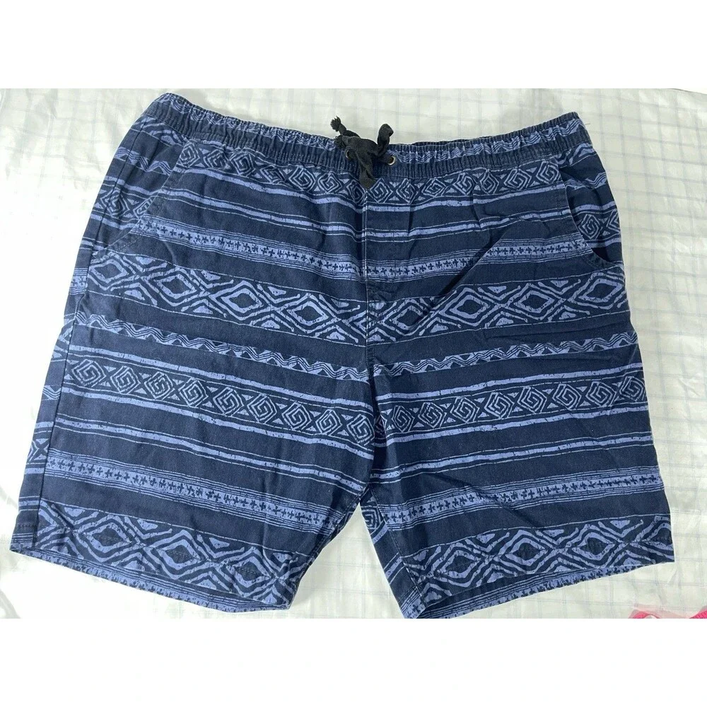 Faded Glory Men's 2XL Blue Tribal Pattern Shorts - 100% Cotton